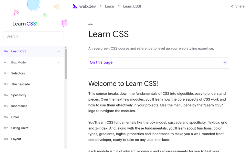 learn css at web.dev