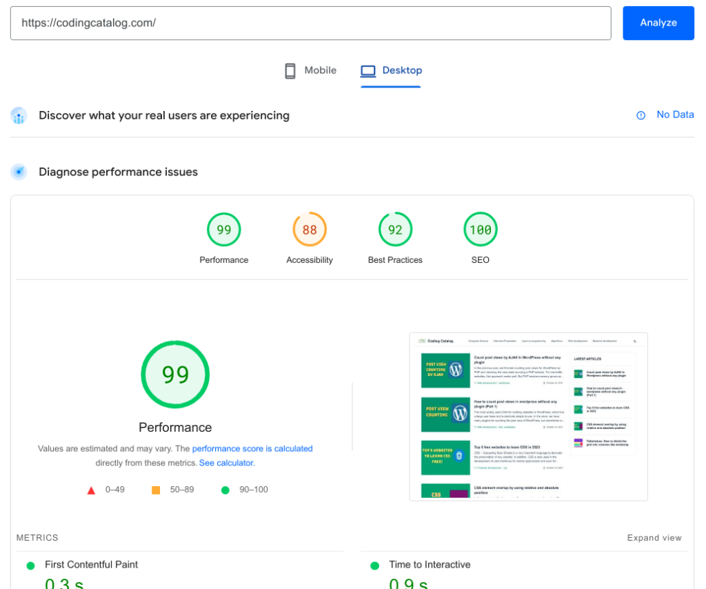 Use page speed insight by google to check on page seo